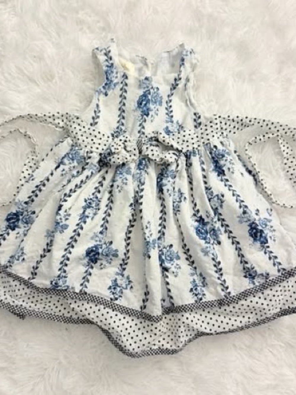 Laura Ashley London Floral Dress 12M Blue Toile Cottagecore